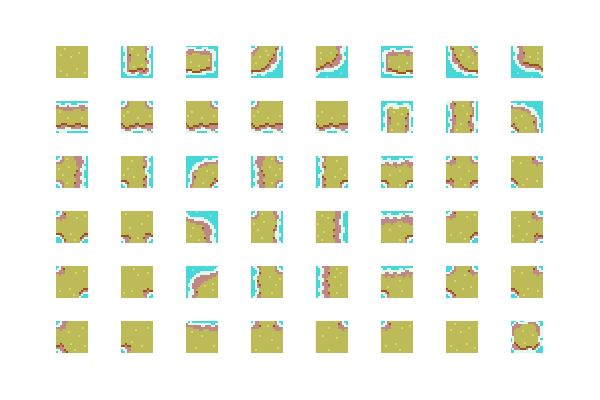 Example of tilemap with a tile for each combination of tile neighbors.